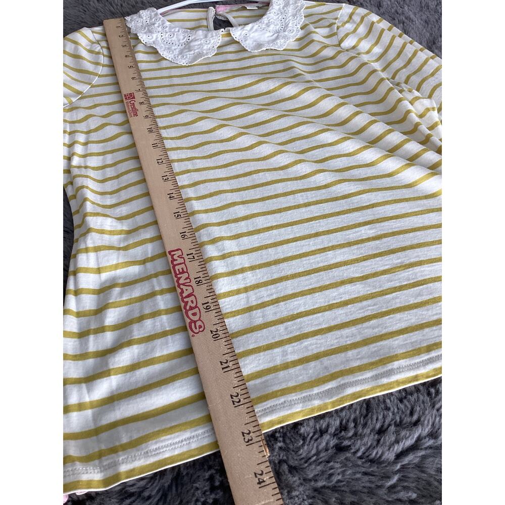 Boden top Kathleen Yellow white stripped eyelet Peter Pan collar‎ knit Top shirt - Picture 10 of 11